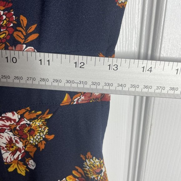 ModCloth Dress Womens S Sentimental Floral Navy Blue Fit and Flare V-Neck - Picture 5 of 7
